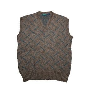 Vtg Byford Sweater Vest Mens M Shetland Wool Geometric Grandpa Preppy Academia